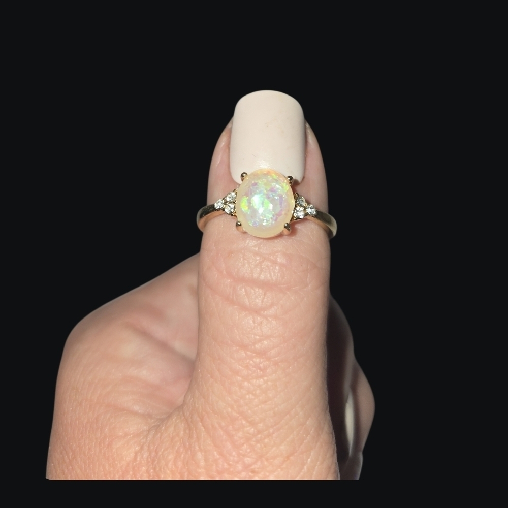 4/$15 Sz 9 Elegant Gold Faux Opal Ring Bundle For Savings!